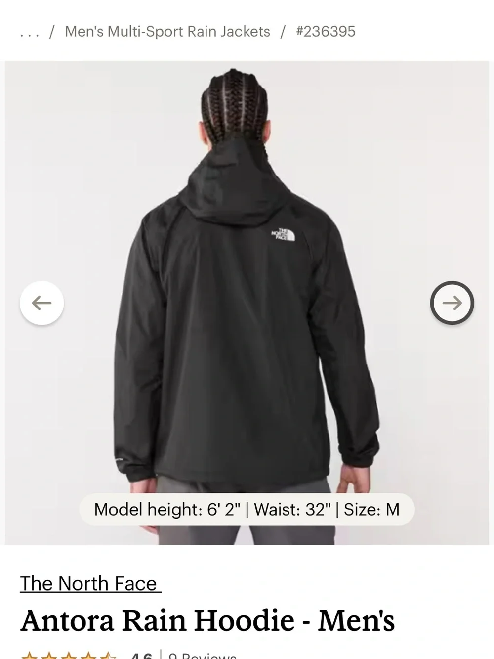 The North Face Mens Antora Black Hooded Rain hoody